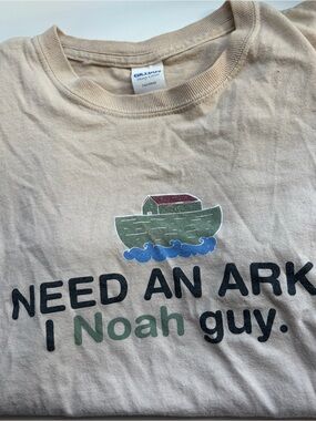 Gildan Cream 100% Cotton Noah Christian Ark Tee Funny Religion L1